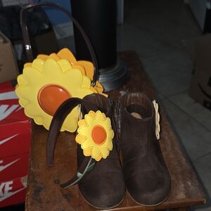 Gymboree Brown Shoes, Purse & Headband with Yellow Sunflower Accent🌻🌻🌻
